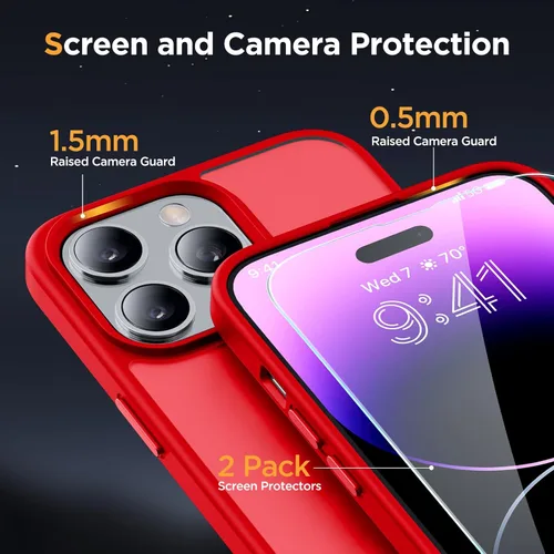 Vista 270 de Miracase - Funda magnética para iPhone 13 de 6.1 pulgadas (compatible con MagSafe) (con 2 protectores de pantalla), protección de grado militar