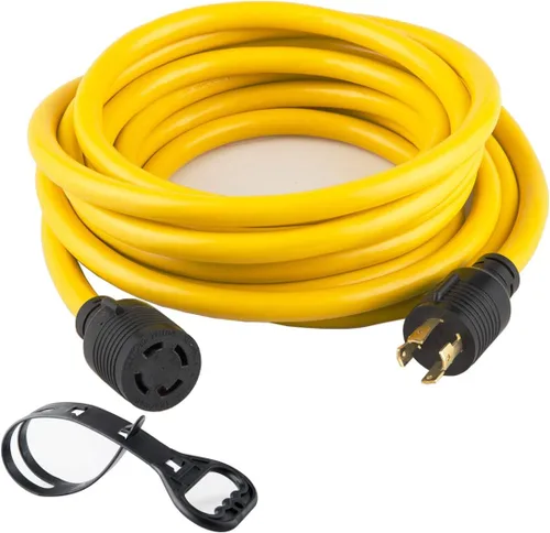 Cable de alimentación de bloqueo de generador resistente de 50 pies, NEMA L14-30P/L14-30R, cable SJTW de 4 clavijas de calibre 10, 125/250 V, 30