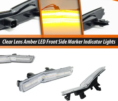Vista 3 de ADIIL Luces de posición laterales LED de repuesto para Dodge Challenger SRT Widebody RT ámbar LED guardabarros delanteros OEM Fit Sidemarker Kit