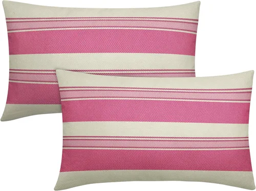 Vista 37 de Juego de 2 fundas de almohada a rayas negras y marrones de 16 x 16 pulgadas, diseño de rayas bohemias con estampado de rayas color crema, fundas