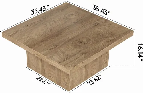 Vista 3 de Mesa de centro cuadrada, mesa de madera para sala de estar, mesa central con una mesa grande, 35.4 x 35.4 pulgadas, para espacios pequeños Negro