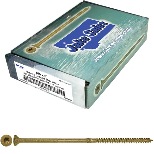 Vista 10 de Tornillo Torx/Star de madera de estrella dorada extra largo de 14 x 5 pulgadas (1 libra – 30 aprox. de tornillo) – Tornillos de madera multiusos