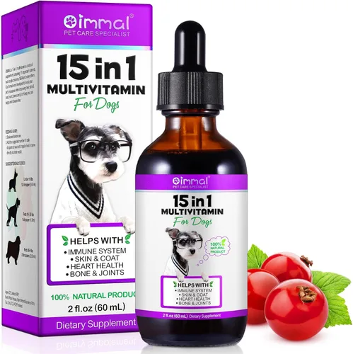 Multivitamínico 15 en 1 para perros, multivitamínico líquido todo en uno para perros, vitaminas y suplemento con digestivo, inmunidad, alergias,