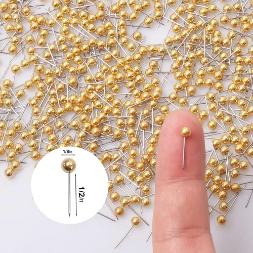 Vista 2 de 500 pines de presión metálicos para mapas, de 1/8 de pulgada, cabeza redonda con cabeza de punta de acero inoxidable para tablón de anuncios, mapas