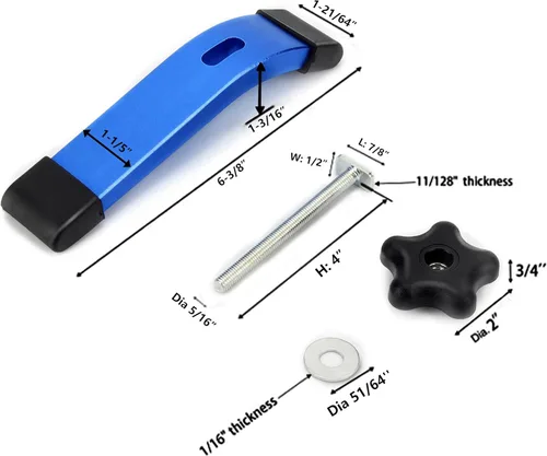 Vista 2 de Paquete de 2 abrazaderas de sujeción en T de 6-3/8 pulgadas de largo x 1-1/5 pulgadas de ancho, abrazaderas de riel en T para carpintería