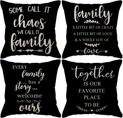 Vista 8 de ULOVE LOVE YOURSELF Juego de 4 fundas de cojín decorativas con citas para el hogar, 18 x 18 pulgadas, fundas de almohada rústicas con palabras