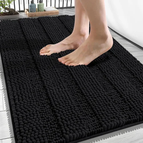 Vista 227 de OLANLY Alfombras de Baño Gruesas de 47 x 20 pulgadas, Extra Suaves Absorbentes de Chenilla a Rayas, Respaldo de Goma, Lavables y Secables a Máquina