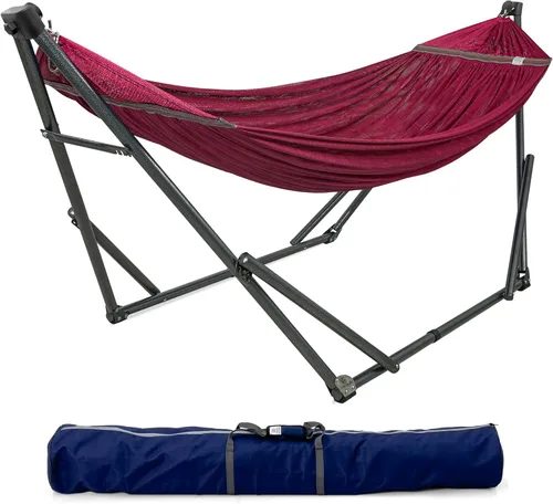 Vista 17 de Tranquillo Unity - Soporte de hamaca ajustable, plegable, para camping, con soporte, capacidad de 800 lbs, soporte de hamaca doble de acero para 2