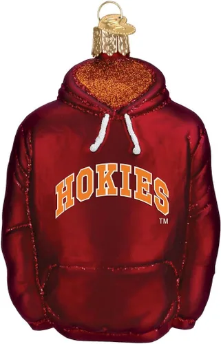 Vista 4 de Old World Christmas Ornamentos: Virginia Tech Adornos de vidrio soplado para árbol de Navidad, banderín