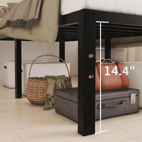 Vista 39 de Base de cama tamaño Queen de 12 pulgadas, no necesita somier, base de colchón de plataforma de metal resistente con listones de acero