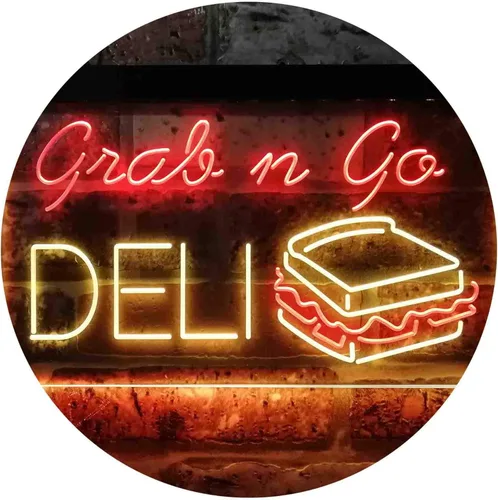 Vista 14 de ADVPRO Grab n Go Deli Café - Letrero de neón LED de doble color, azul y rojo, 24 x 16 pulgadas st6s64-i3835-br