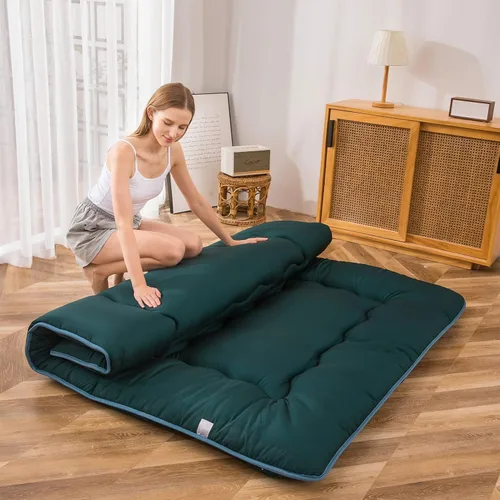 Vista 319 de Colchón futón japonés de piso gris constelación, de piso tatami, portátil, para acampar, para niños, sofá cama plegable enrollable con protector