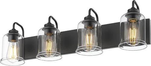 Vista 11 de zeyu Accesorios de Iluminación para Baño en Bronce Aceitado, Lámpara de Tocador de Baño de 2 Luces, Apliques de Pared Estilo Granja de 12.5 Pulgadas