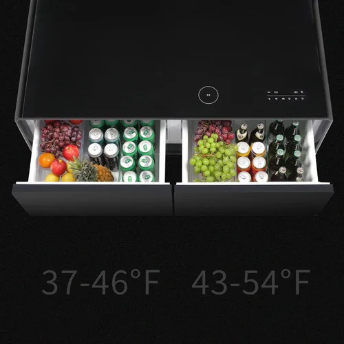 Vista 2 de Smart Coffee Table with Built-in Refrigerator, Bluetooth Speakers, Wireless Charging, Power Socket, USB Ports, RGB Lighting, Black