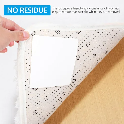 Vista 2 de KALLORY 16 pinzas de alfombra, lavables para alfombras, antideslizantes, almohadillas de cinta de doble cara para suelos de madera dura