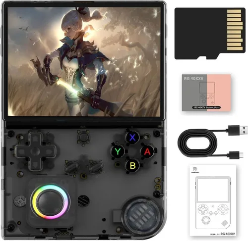 Anbernic RG40XX V - Consola de juegos de mano retro, RG40XXV de 4.0 pulgadas, pantalla IPS sistema Linux integrado 64G TF tarjeta 5528 juegos,