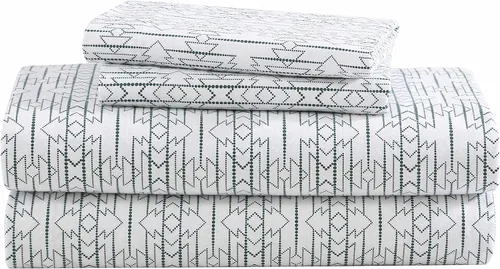 Vista 17 de Eddie Bauer - Sábanas de tamaño matrimonial, juego de cama de franela de algodón, cepillado para mayor suavidad, acogedora decoración para el hogar