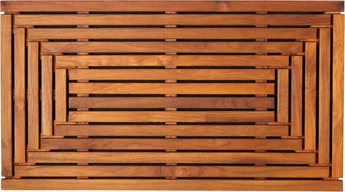 Bare Decor Giza - Tapete para puerta de ducha, spa y madera maciza de teca, 36 x 20 pulgadas