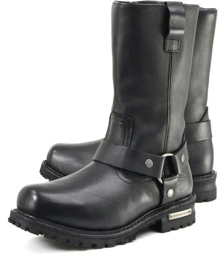 Vista 4 de Milwaukee Leather Botas impermeables para hombre, negras, de 11 pulgadas de ancho con puntera cuadrada, con arnés y cremallera MBM9061WP - 7W