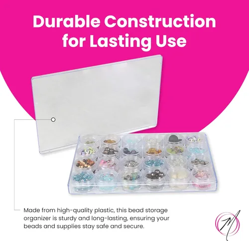 Vista 5 de Everything Mary Organizador de cuentas de 24 tarros – Estuche grande de plástico transparente para pintura de diamantes, joyas y cuentas