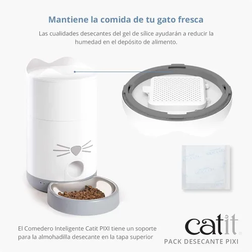 Vista 4 de Catit PIXI Smart Feeder Almohadillas desecantes de repuesto para dispensador automático de alimentos para gatos, paquete de 3
