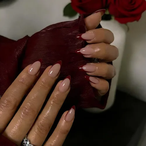 Vista 40 de 30 Uñas Postizas de Punta Francesa Negra a Presión, Uñas de Almendra Cortas para Presionar, Uñas Postizas Cortas en Forma de Almendra, Uñas