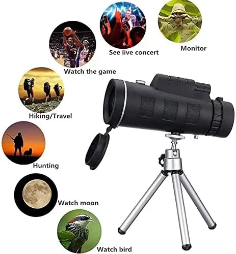 Vista 5 de High Performance 12x50 Monocular Telescope with BAK4 Prism and FMC Coating - Includes Smartphone Tripod Mount Adapter for Bird Watching, Hiking