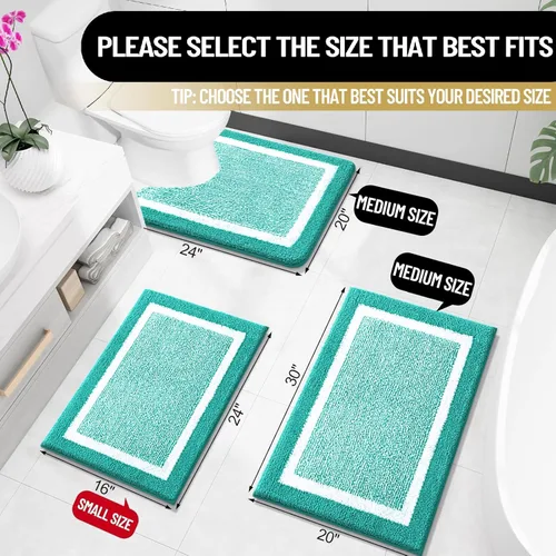 Vista 120 de OLANLY Alfombras de baño 30x20, tapete de baño de microfibra extra suave y absorbente, antideslizante, lavable a máquina, secado rápido, alfombra