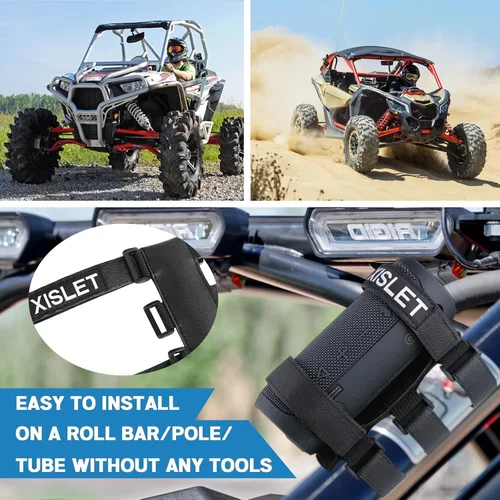 Vista 7 de Xislet Speaker Holder for Bike with Carabiner Fits JBL Anker for UTV ATV Ajustable soporte de altavoz para carrito de golf, compatible con JBL