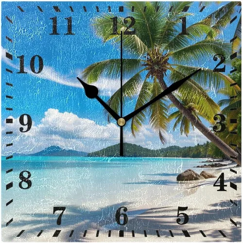 Vista 16 de Beach Shell Seagull Wall Clock Decorative Hanging Clock Silent Non Ticking Square Clock for Living Room Kitchen Bedroom