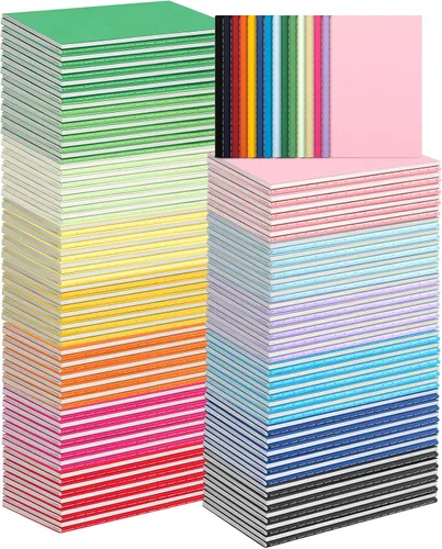 Vista 7 de ALKALO Paquete de 12 mini cuadernos forrados de bolsillo a granel, cubierta de papel kraft de 3.5 x 5.5 con espinas arcoíris