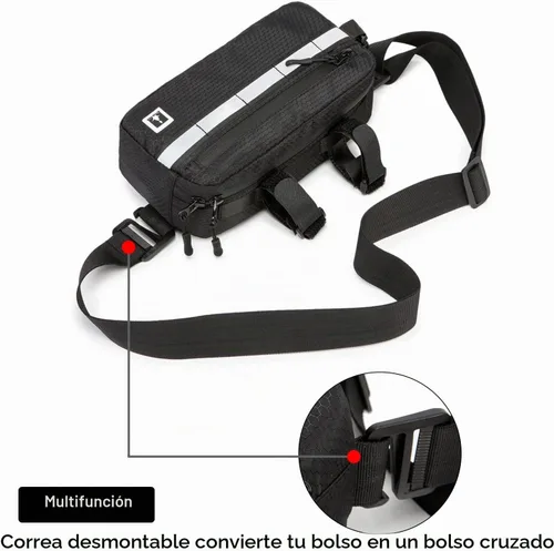 Vista 4 de ROYALFAIR Bolsa impermeable para manillar para bicicletas de niños, bolso cruzado convertible (negro)