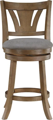 Vista 4 de OSP Home Furnishings Miller - Taburete giratorio con marco de madera de roble, piel sintética gris paloma