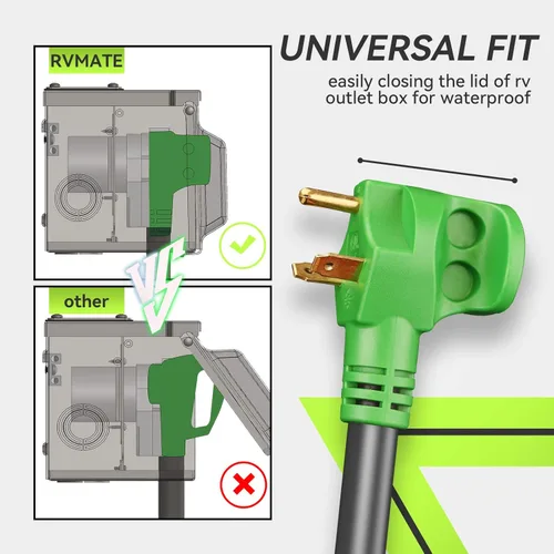 Vista 5 de RVMATE Cable de extensión de alimentación RV de 30 amperios y 15 pies con mango de fácil enchufe, TT-30P a TT-30R, indicador LED, 10 AWG