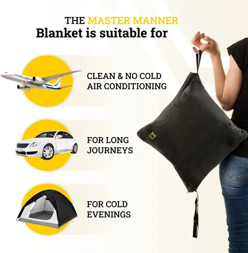 Vista 7 de Manta de Viaje para Avión Compacta con Capucha – Accesorios de Viaje para Avión 2 en 1 de Manta de Avión a Almohada de Viaje con Correa de Equipaje
