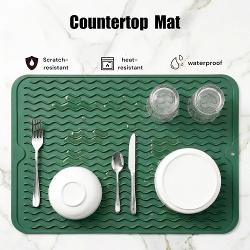 Vista 519 de MicoYang Alfombrilla de Silicona para Secar Platos de Múltiples Usos, Fácil de Limpiar, Ecológica, Alfombrilla de Silicona Resistente al Calor