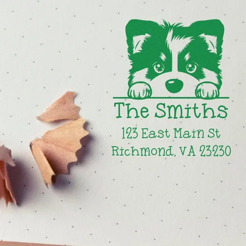 Vista 240 de Sello de alta calidad para cachorros Airedale Terrier – Sello de dirección personalizado – Ideal para los amantes de los perros – Elección de 5