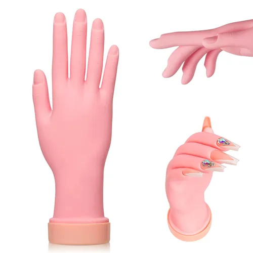 Vista 8 de Buqikma Mano de práctica de uñas para uñas acrílicas, mano de maniquí para práctica de uñas, flexible y flexible y flexible para práctica de uñas, 1