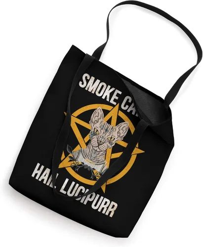 Vista 2 de Humo Catnip Hail Lucipurr Esfinge Gato Gótico Gótico Meme Bolsa de mano