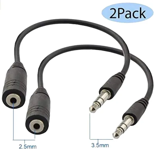 Vista 2 de Seadream Paquete de 2 adaptadores de audio de 6 pulgadas de 3 polos de 0.138 in macho a 0.098 in hembra de auriculares de audio extensor jack estéreo