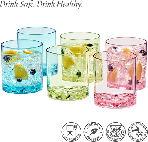 Vista 5 de Amazing Abby - Liberty - Vasos de plástico de 12 onzas (juego de 6), vasos de plástico reutilizables de varios colores, sin BPA, inastillables