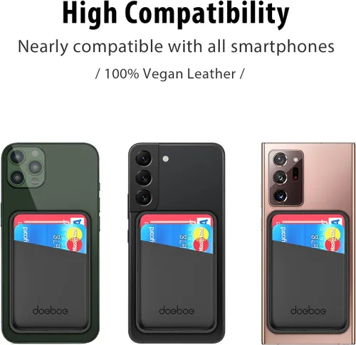Vista 7 de doeboe Tarjetero de cuero para la parte posterior del teléfono, funda de tarjeta de crédito para teléfono celular, funda de cartera de teléfono