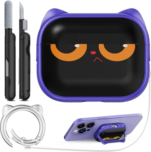 Vista 12 de RFUNGUANGO AirPods Pro - Funda transparente de TPU suave con kit de limpieza y llavero, compatible con Magsafe, funda protectora compatible