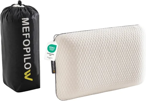 Vista 21 de Almohada de viaje de espuma viscoelástica con funda lavable y bolsa de transporte, almohada de cuello compacta, suave y transpirable para avión