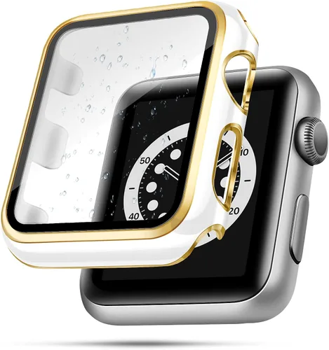 Vista 16 de top4cus Carcasa de 38mm compatible con Apple Watch, con protector de pantalla de vidrio templado incorporado, cubierta de PC para iWatch Series