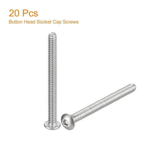 Vista 3 de Uxcell #4-40x1-1/4 Tornillos de cabeza de botón con casquillo, 20 unidades, sujetadores de acero inoxidable 304, pernos hexagonales, tornillos