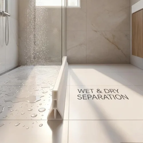 Vista 4 de Umbral de ducha plegable de 3 pulgadas de alto, presa de agua de 39 pulgadas, protección contra salpicaduras de agua, barrera de ducha, tapón