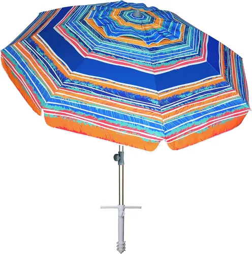 Vista 15 de AMMSUN Sombrillas de playa de 7 pies de alta resistencia para vientos fuertes con ancla de arena, ventilación inclinable, protección UV 50+ contra