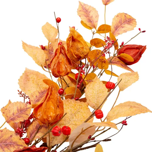 Vista 5 de Guirnalda de otoño de 5 pies, guirnalda de hojas artificiales de otoño, cosecha, festival, decoración de otoño con hojas de otoño y grosellas