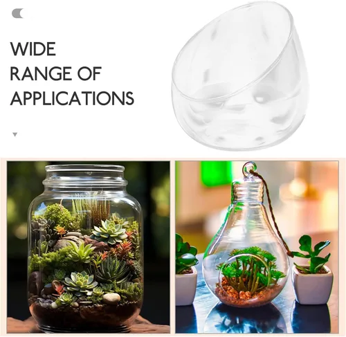 Vista 7 de Angoily Planta transparente de terrario de vidrio de corte inclinado, cuenco de burbujas para terrario para suculentas, maceta decorativa